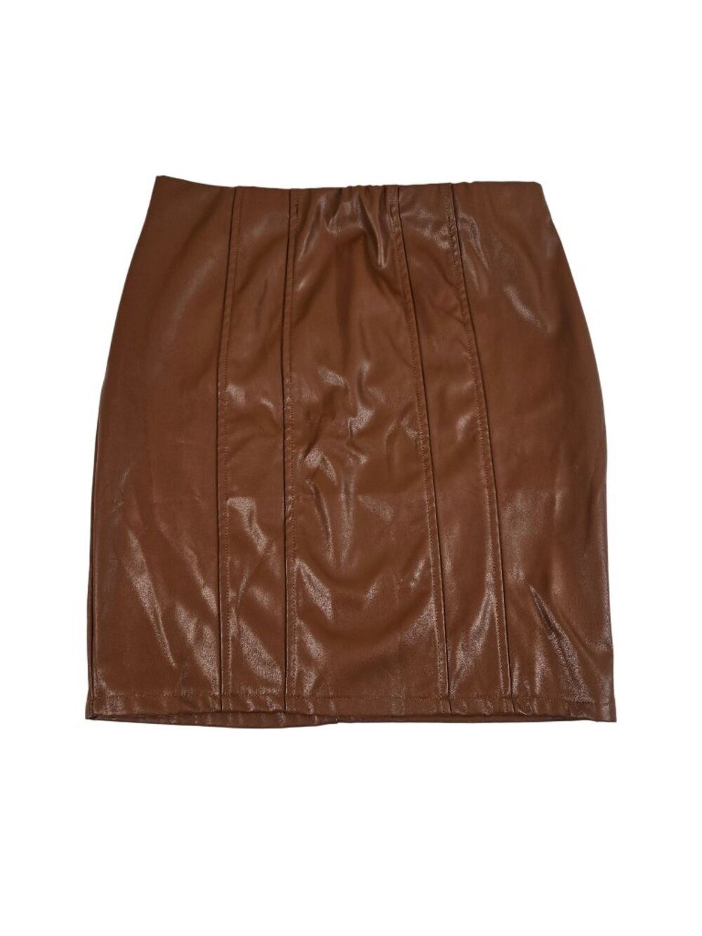 New Haute Monde Brown Vegan Leather Mini Pencil Skirt Womens M